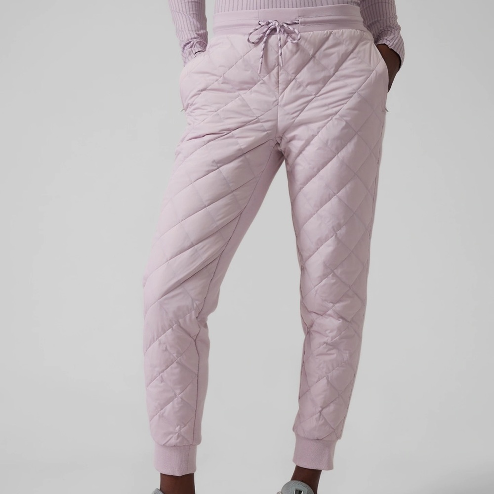 Athleta Apres Ski Down Jogger Quilted Lilac size 10 NWT